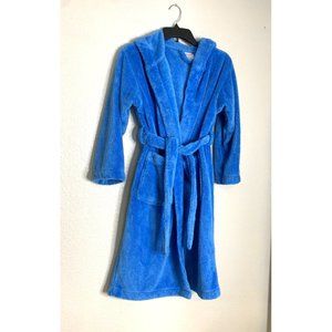 Melsimo Youth Size XL Blue Terry Cloth Robe Hooded Blue Belted Soft Warm Cozy